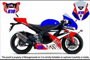 Complete and painted fairings GSX107 BLRED 