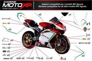 Kit Autocollants compatible avec MV Agusta F4 1000 2010 - 2020 - MXPKAD8347