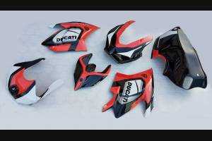 Complete and painted fairings with back seat Neoprene seat DUCV4LMT
