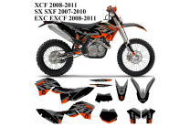 Kit adesivi compatibile con per KTM EXC EXC-F 200 250 450 2008 - 2011 - MXPKAD13429