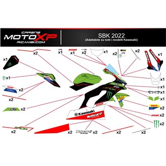 Kit adesivi compatibile con Kawasaki Zx10R 2021 - 2022 - MXPKAD14807