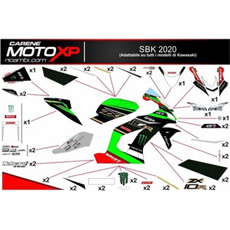 Kit Autocollants compatible avec Kawasaki ZX 400 2018 - 2022 - MXPKAD9655