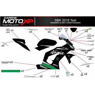 Kit Autocollants compatible avec Kawasaki ZX 400 2018 - 2022 - MXPKAD9652