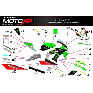 Kit Autocollants compatible avec Kawasaki Zx6R 2003 - 2004 - MXPKAD7117