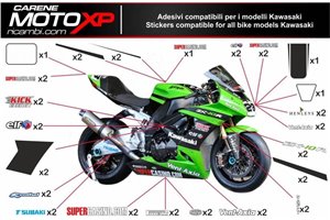 Kit de pegatinas compatible con Kawasaki Zx6R 2003 - 2004 - MXPKAD628