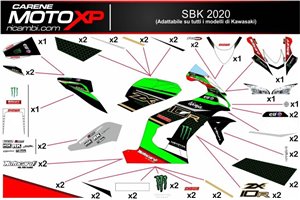 Kit adesivi compatibile con Kawasaki Zx6R 2005 - 2006 - MXPKAD9687