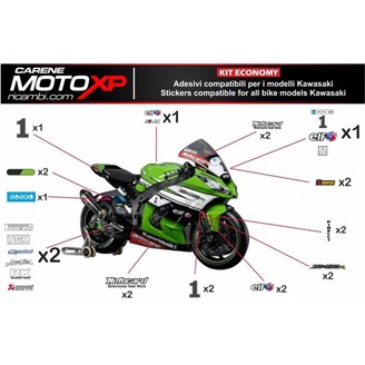 Kit Autocollants compatible avec Kawasaki Zx6R 2005 - 2006 - MXPKAD9674