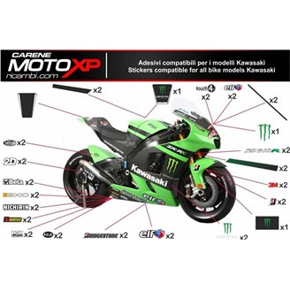 Kit Autocollants compatible avec Kawasaki Zx6R 2005 - 2006 - MXPKAD9656