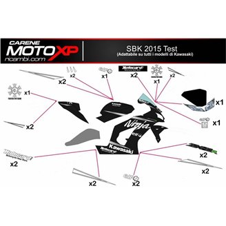 Kit Autocollants compatible avec Kawasaki Zx6R 2009 - 2012 - MXPKAD9745