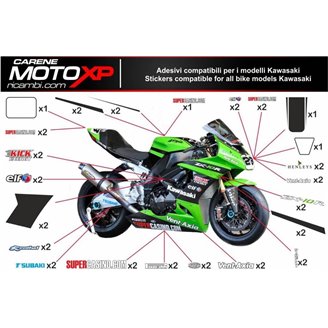 Kit de pegatinas compatible con Kawasaki Zx6R 2009 - 2012 - MXPKAD9727