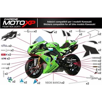 Kit Autocollants compatible avec Kawasaki Zx6R 636 2013 - 2018 - MXPKAD9760