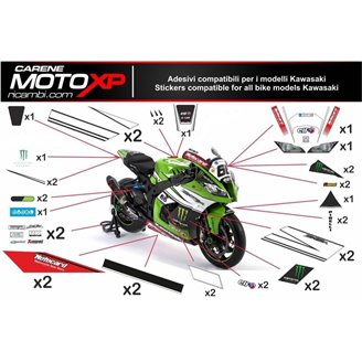 Kit adesivi compatibile con Kawasaki Zx10R 2004 - 2005 - MXPKAD9799