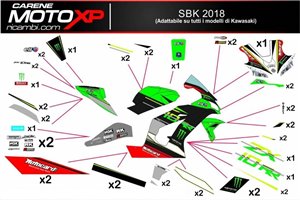Kit adesivi compatibile con Kawasaki Zx10R 2006 - 2007 - MXPKAD9849