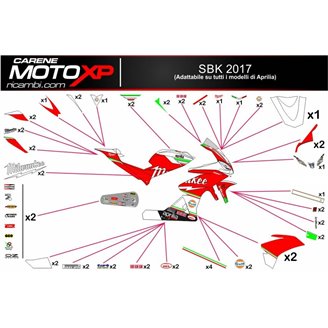 Kit de pegatinas compatible con Aprilia RSV4 2009 - 2014 - MXPKAD8036