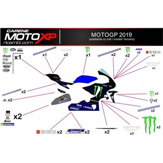 Kit Autocollants compatible avec Yamaha R1 2020 - 2022 - MXPKAD12581