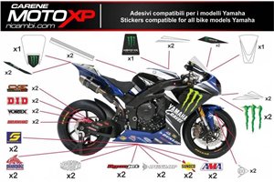Sticker set compatible with Yamaha R1 2020 - 2022 - MXPKAD12601