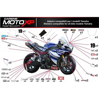 Kit Autocollants compatible avec Yamaha R1 2009 - 2014 - MXPKAD11261