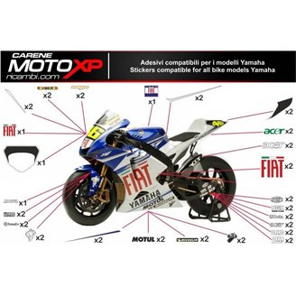 Kit Autocollants compatible avec Yamaha R1 2009 - 2014 - MXPKAD11249