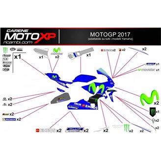 Kit de pegatinas compatible con Yamaha R1 2007 - 2008 - MXPKAD11200