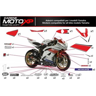 Kit Autocollants compatible avec Yamaha R1 2007 - 2008 - MXPKAD11175