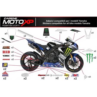 Kit Autocollants compatible avec Yamaha R6 2008 - 2016 - MXPKAD10897