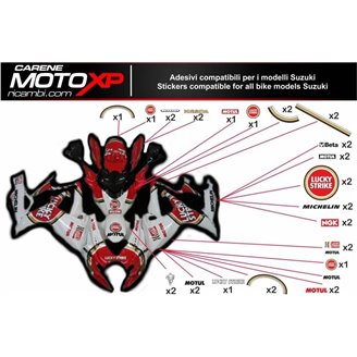 Kit Autocollants compatible avec Suzuki Hayabusa 1300 2008 - 2018 - MXPKAD10556