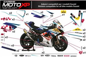 Aufkleber Satz kompatibel mit Suzuki Gsxr 1000 2017 - 2022 - MXPKAD10464