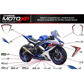 Kit Autocollants compatible avec Suzuki Gsxr 1000 2017 - 2022 - MXPKAD10472