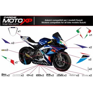 Kit Autocollants compatible avec Suzuki Gsxr 1000 2003 - 2004 - MXPKAD10303