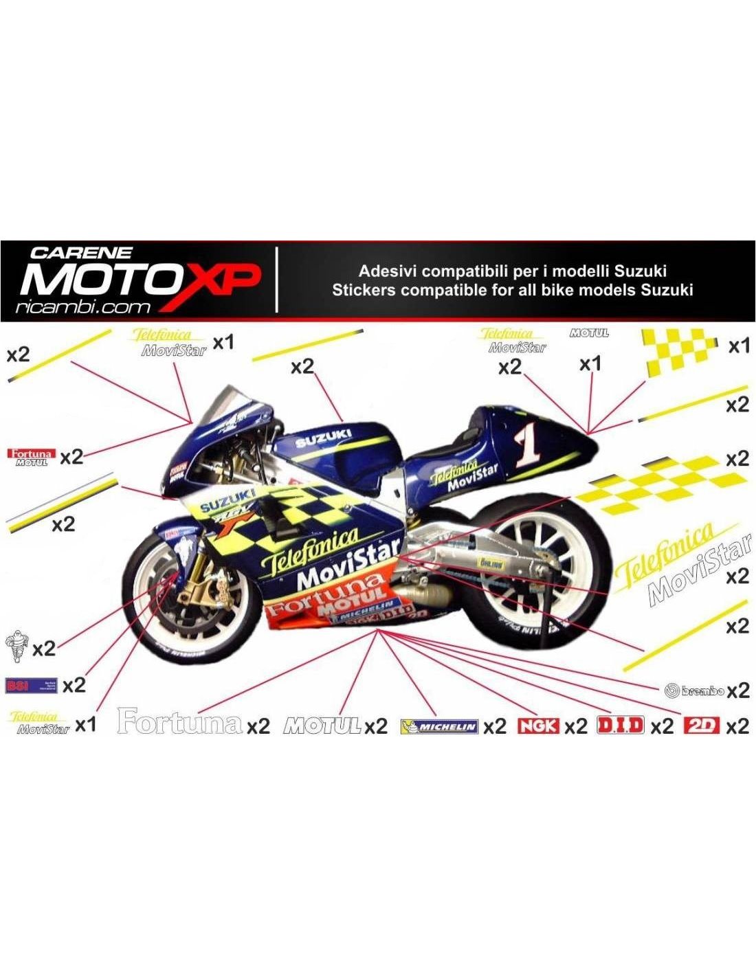 Sticker set compatible with Suzuki Gsxr 600/750 1996 - 2000 - MXPKAD10075