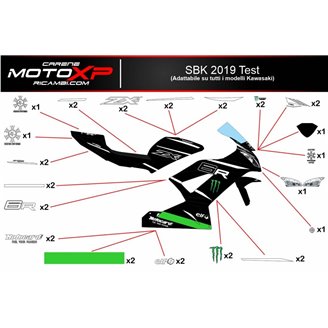 Kit Autocollants compatible avec Kawasaki Zx6R 636 2013 - 2018 - MXPKAD16471