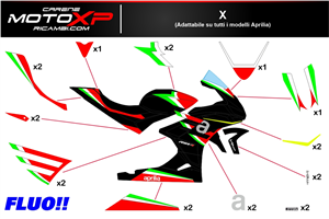 Sticker set compatible with Aprilia RSV4 2021 - 2023 fluo - MXPKAD16500