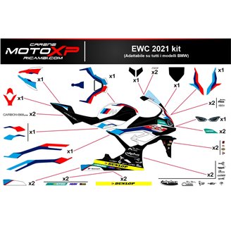 Aufkleber Satz kompatibel mit Bmw S 1000RR 2023 - 2024 - MXPKAD17016