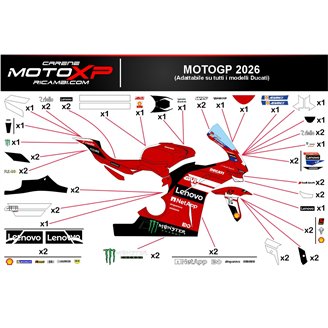 Kit de pegatinas compatible con Ducati Panigale V4 V4S 2025 - 2026 - MXPKAD119017