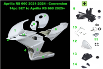 Aprilia RS 660 2021-2024(*Tuono 660) conversion on Aprilia RS 660 2025 - Complete set racing 14-pieces - MXPCRD19158