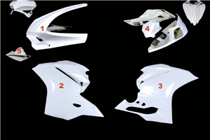 Complete fairings in 5 pieces without front fender Akrapovic silencer Vers.2