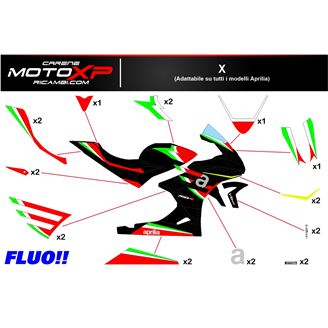 Sticker set compatible with Aprilia RSV4 2021 - 2023 fluo - MXPKAD16500