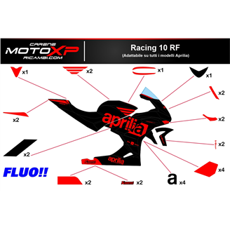 Sticker set compatible with Aprilia RSV4 2021 - 2023 fluo - MXPKAD16504