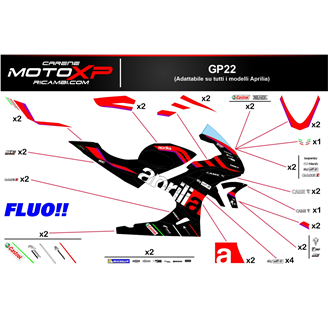 Kit adesivi compatibile con Aprilia RSV4 2021 - 2023 fluo - MXPKAD16502