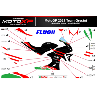 Sticker set compatible with Aprilia RSV4 2021 - 2023 fluo - MXPKAD16498