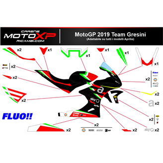 Kit de pegatinas compatible con Aprilia RSV4 2021 - 2023 fluo - MXPKAD16497
