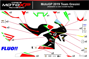 Kit de pegatinas compatible con Aprilia RSV4 2021 - 2023 fluo - MXPKAD16497